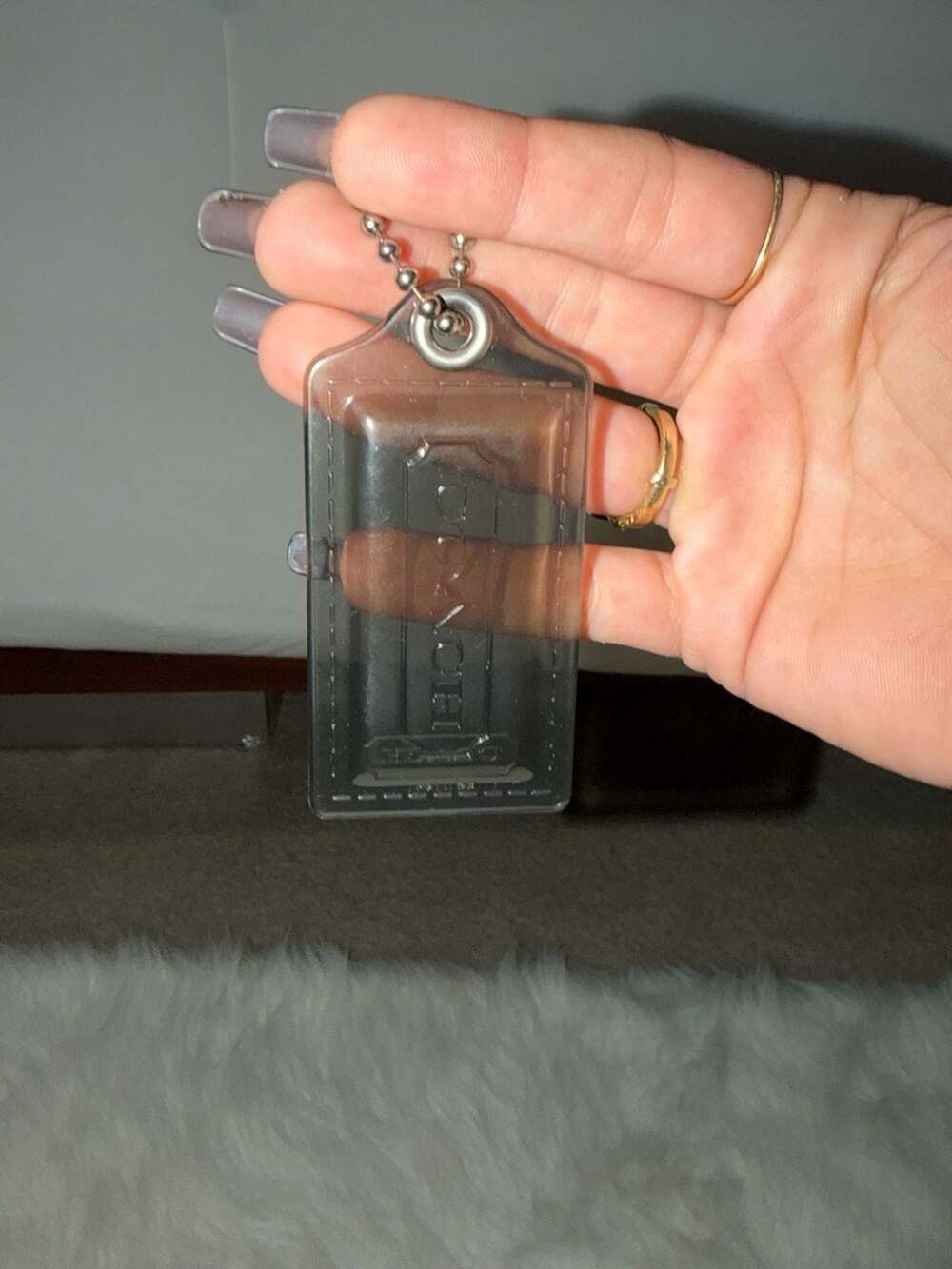 COACH Large Poppy Smoky Translucent Acrylic Logo Bag Charm Hangtag